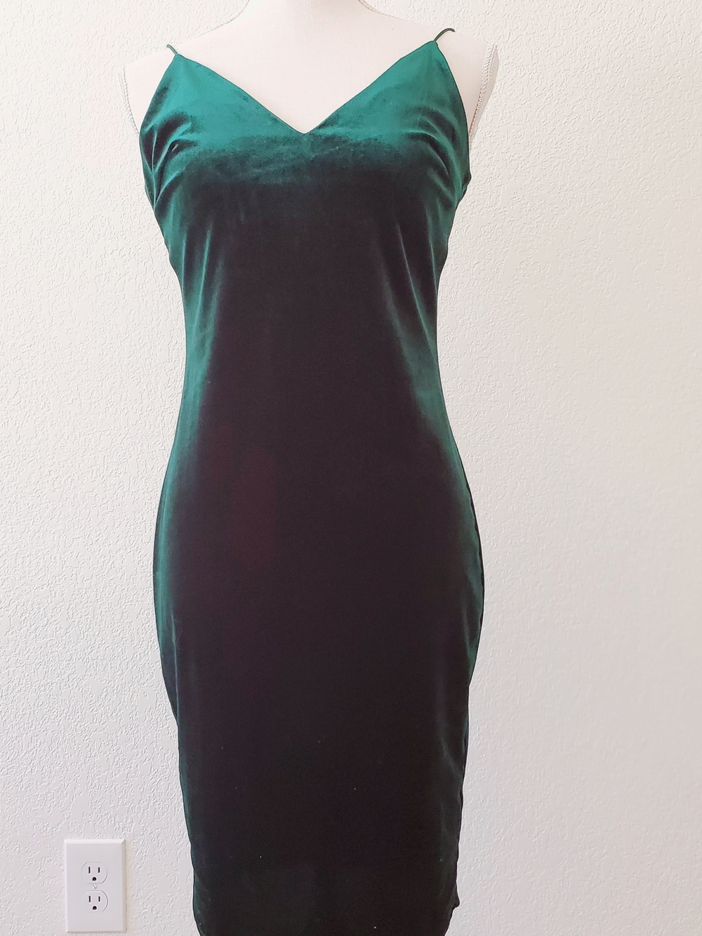 B Darlin Emerald Green Velvet Slip Midi Dress